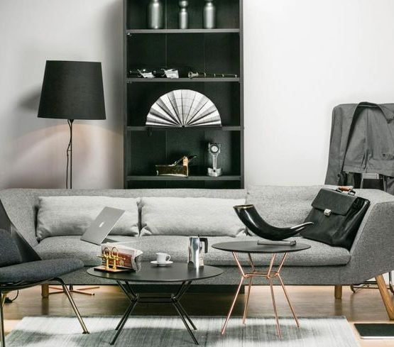 prostoria combine sofa, strain chair, strain coffee tables.