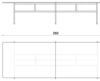 Table 360x125 cm, splitted top