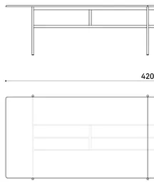 Table 420x125 cm, splitted top